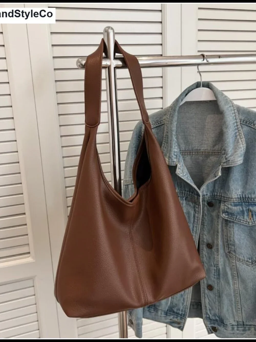 Slouchy Hobo Tote Bag Soft PU Leather Shoulder Purse 2pc Work Everyday Handbag